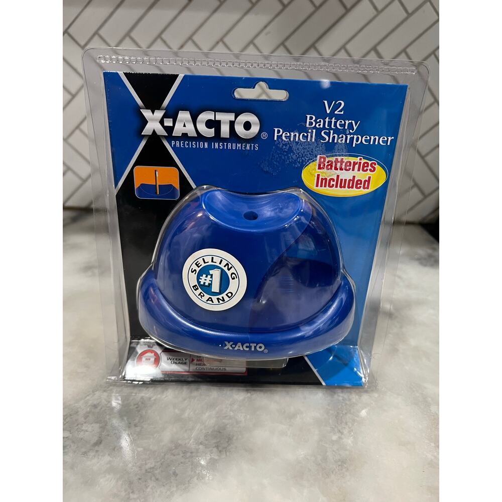 X Acto V2 Electric Pencil Sharpener Battery Powered Blue New Sealed